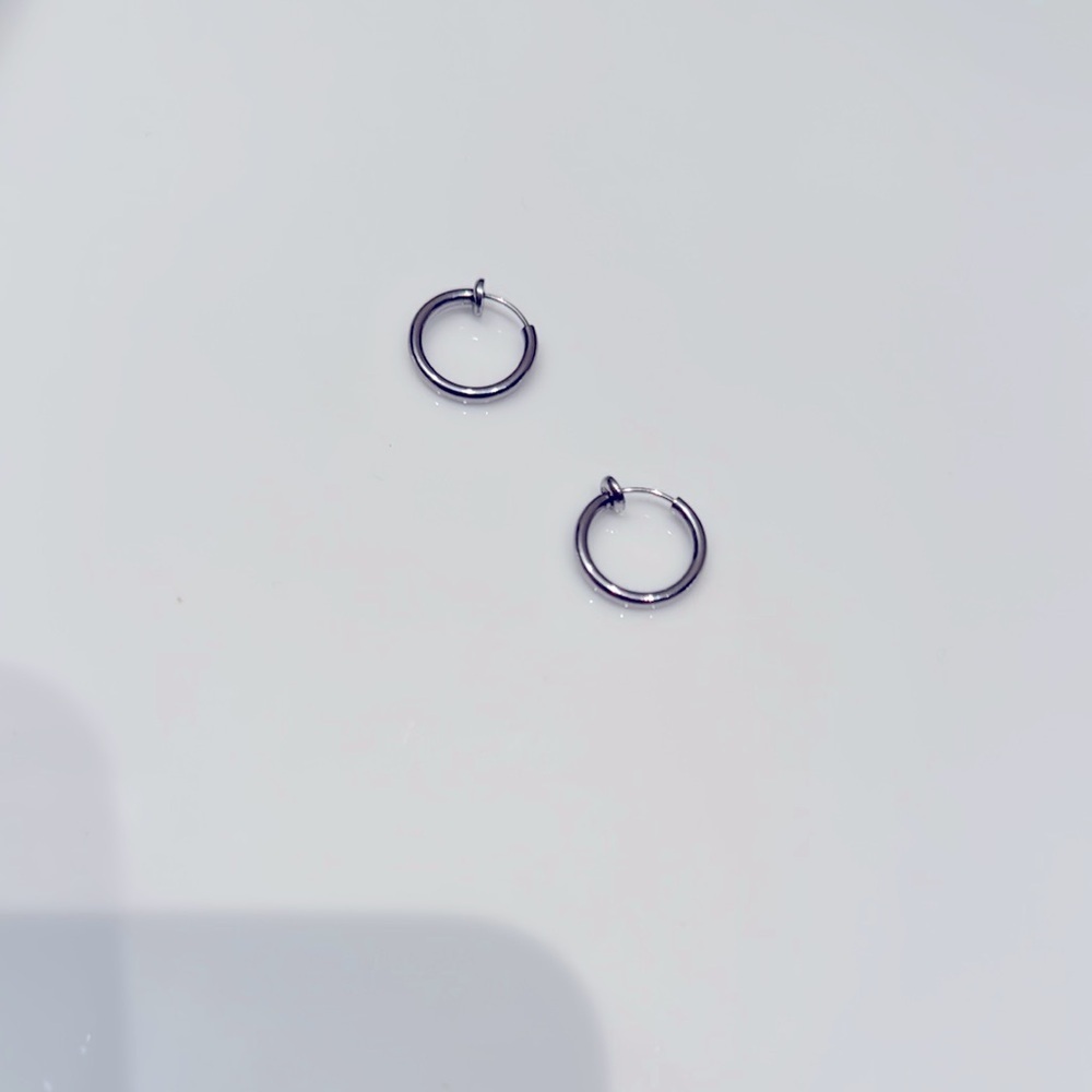 Silver Hoop Earrings Clip On